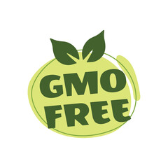 GMO free products sticker, label, badge and logo. Vector illustration