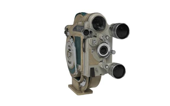 vintage large film camera on white background