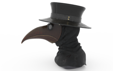 plague mask on white background