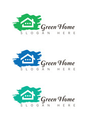Green Home Building Logo, Abstract Vector Building Logo