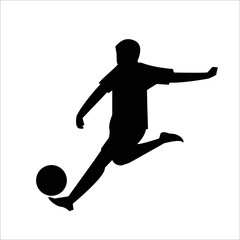 Fototapeta na wymiar Football player kicks ball silhouette vector illusttration