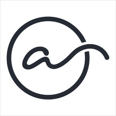 Handwritten Signature Logo for Initial A with circle frame