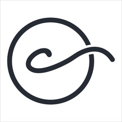 Handwritten Signature Logo for Initial C with circle frame