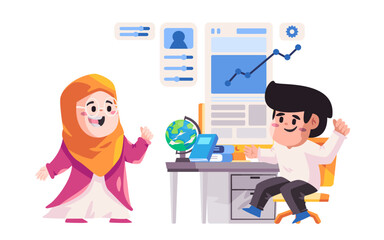 Business team management analyze data statistics graph interacting with data in office