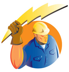 Construction worker electrician lightning bolt