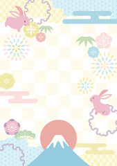 pastel color new year background of Mt Fuji