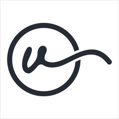 Handwritten Signature Logo for Initial V with circle frame