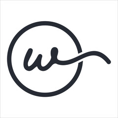 Handwritten Signature Logo for Initial W with circle frame