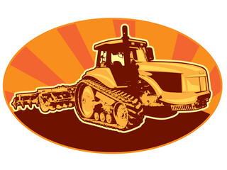 Fototapeta na wymiar tractor mechanical digger excavator retro