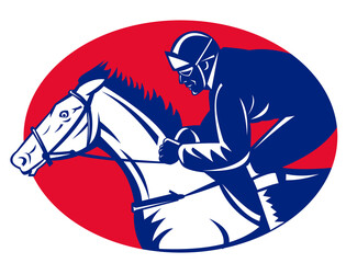 horse and jockey racing side view © Redwater Vectors