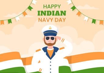 Indian Navy Day Background Template Hand Drawn Cartoon Flat Illustration
