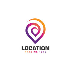 Fototapeta premium location logo icon vector isolated with pin or point illustration