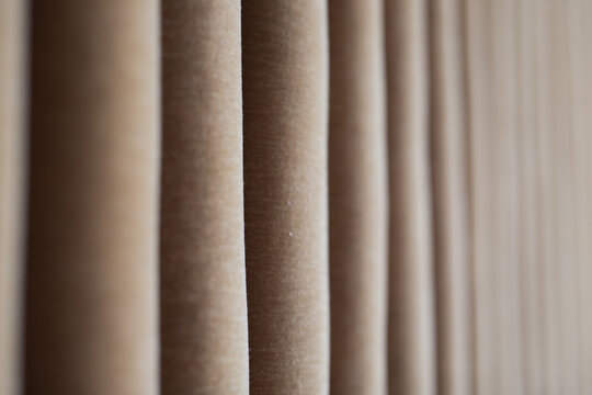 Brown velvet fabric wall lines vertical texture drage curtain luxury beige