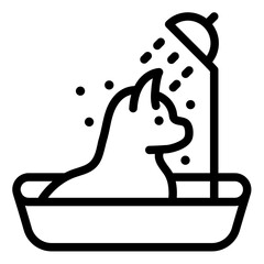 cat bathing Icon Outline