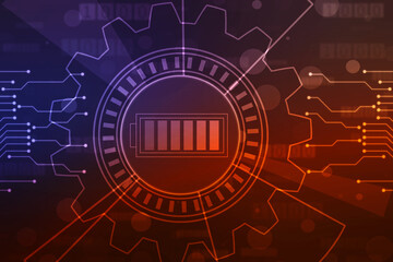 Battery Icon in digital background, battery supply Concept Background, Energy Efficiency Concept, Power and Energy background