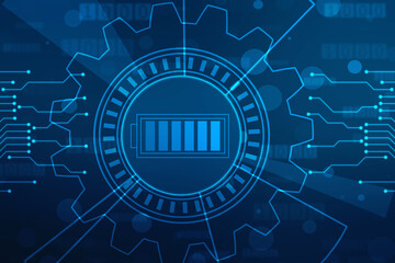 Battery Icon in digital background, battery supply Concept Background, Energy Efficiency Concept, Power and Energy background
