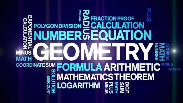 Geometry animated tag word cloud;text design animation kinetic typography seamless loop.