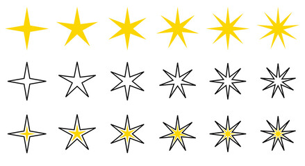 yellow set of stars icon collection pack 