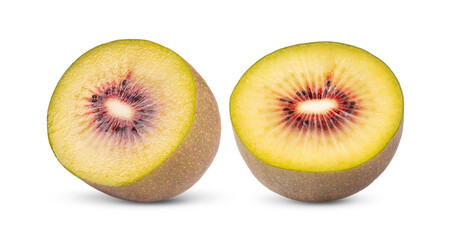 Half red kiwi fruit isolated on transparent png