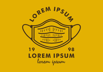 Obraz premium Retro line art design of a medical mask