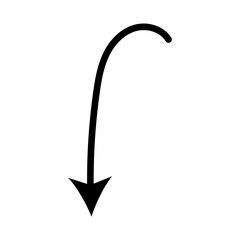 Hand Arrow Pointing Direction Line Icon. Simple Doodle Stroke Arrow Vector.