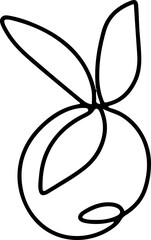 berry fruit in continuous line art drawing style. Black line sketch on white background. Vector illustration