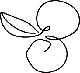 berry fruit in continuous line art drawing style. Black line sketch on white background. Vector illustration