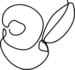 berry fruit in continuous line art drawing style. Black line sketch on white background. Vector illustration