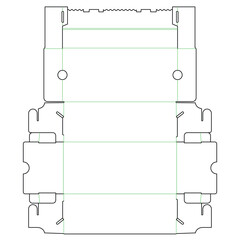 die line template of packaging box with hook lock 03 model.