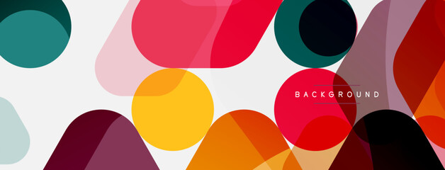Color bubbles and rounded geometric shapes on white. Vector geometric minimal abstract background for wallpaper, banner, background, landing page