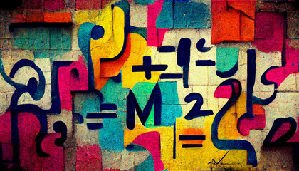 Seamless colorful mathematical formula pattern, Seamless mathematical equation pattern, mathematical pattern, written on wall,