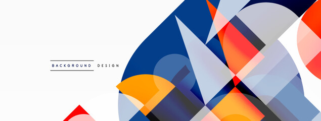 Circle and square geometric background. Round shapes with squares and triangles composition for wallpaper, banner, background or landing