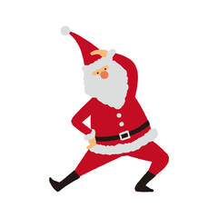 Illustration of Santa Claus doing warm-up exercises