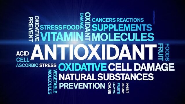 Antioxidant animated tag word cloud;text design animation kinetic typography seamless loop.