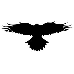 Crow silhouette. In flying style. Great for Halloween posters. Isolated on a white background