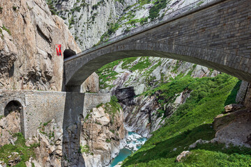 Devil's bridge on the Swiss alps