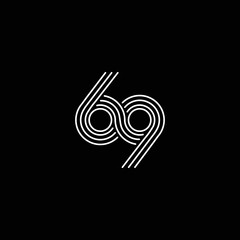 Initial number 69 or 69th anniversary. Vector logo design
