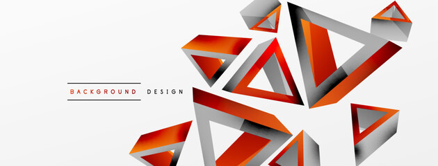 Fototapeta premium Triangle abstract background. 3d vector basic shape technology or business concept composition. Trendy techno business template for wallpaper, banner, background or landing