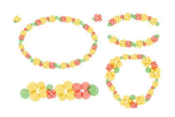 Various shape floral frames and lines set with copy space and decoration on white background