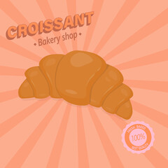 Croissant bakery shop poster vintage style