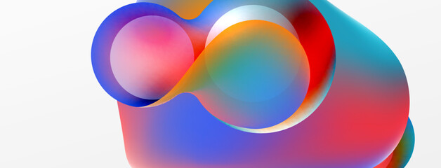 Fluid abstract background. Liquid color gradients composition. Round shapes and circle flowing design for wallpaper, banner, background or landing