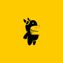 combination monster and burger logo vector graphic © Bagus