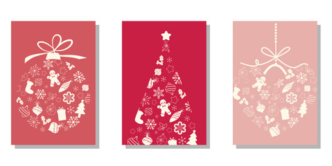 Naklejka na ściany i meble Set of Christmas decoration frames. Winter holiday and Christmas concept ornamental decoration template collection. Vector illustration.