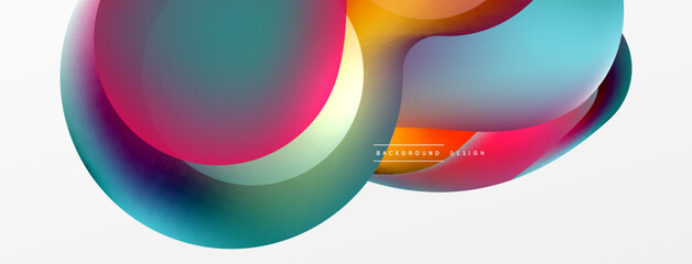 Fluid abstract background. Liquid color gradients composition. Round shapes and circle flowing design for wallpaper, banner, background or landing