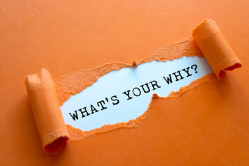 What's Your Why text under torn paper. Business concept