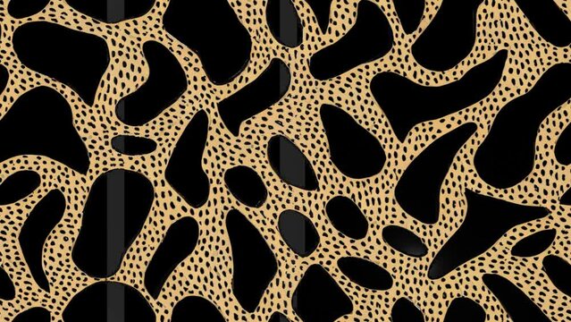 Leopard brown and blue seamless looping animation. Animalistic print for fabric, paper. hand drawn background