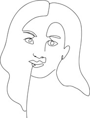 Women' faces in one line art style with flowers and leaves.Continuous line art in elegant style for prints, tattoos, posters, textile, cards etc. Beautiful woman face Vector illustration 