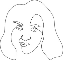 Women' faces in one line art style with flowers and leaves.Continuous line art in elegant style for prints, tattoos, posters, textile, cards etc. Beautiful woman face Vector illustration 