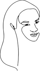 Women' faces in one line art style with flowers and leaves.Continuous line art in elegant style for prints, tattoos, posters, textile, cards etc. Beautiful woman face Vector illustration 