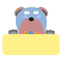 Dog Face Mood with Banner. Cute Wildlife Animal hang on Tag Vector Illustration.